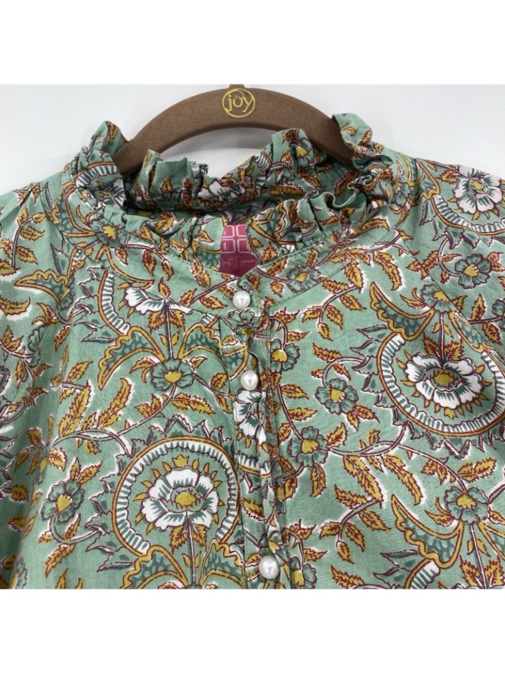Just Darviny Size XL Megan Green Floral Block Print Tunic Dress Cotton - Picture 9 of 15